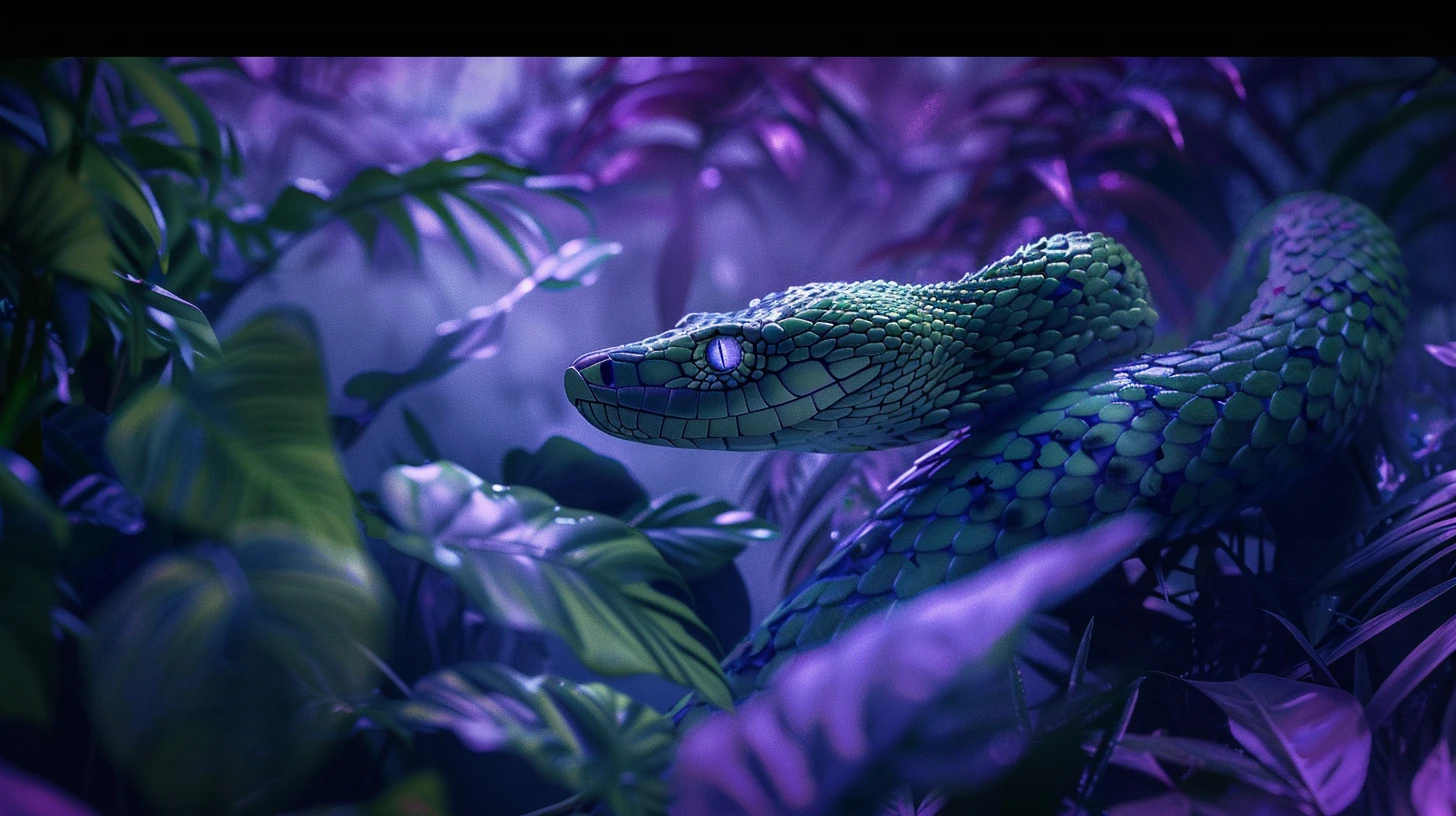 Cobra verde em luz espiritual, cura e energia vital