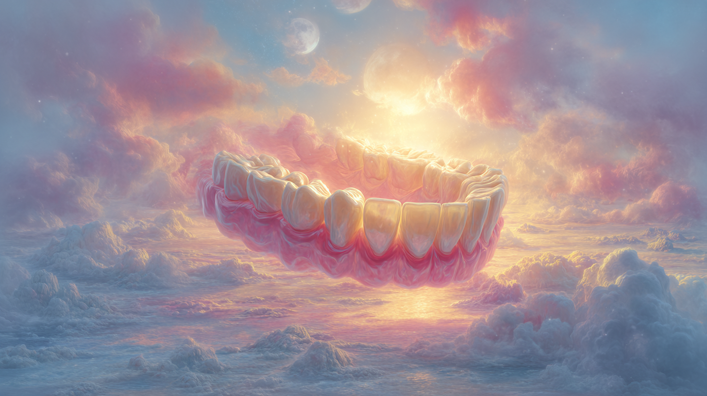 Sonhar com prótese dentária na mão