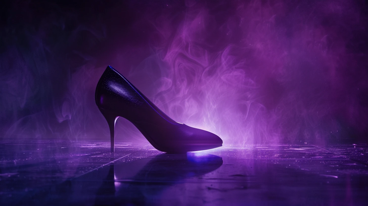 Sapato preto elegante em atmosfera onírica escura e mística