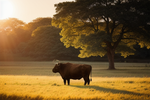 Person and bull in a field