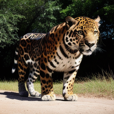 A person standing confidently in front of a jaguar