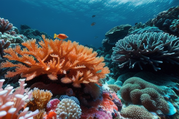 Imagem de um camarão pequeno em um recife de coral colorido