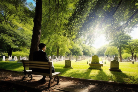 Person sitting in a cemetery