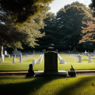 Person standing in front of a gravestone