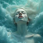 Mulher dormindo em cima da água