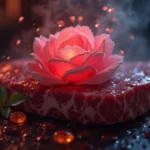 Carne crua com flor acima