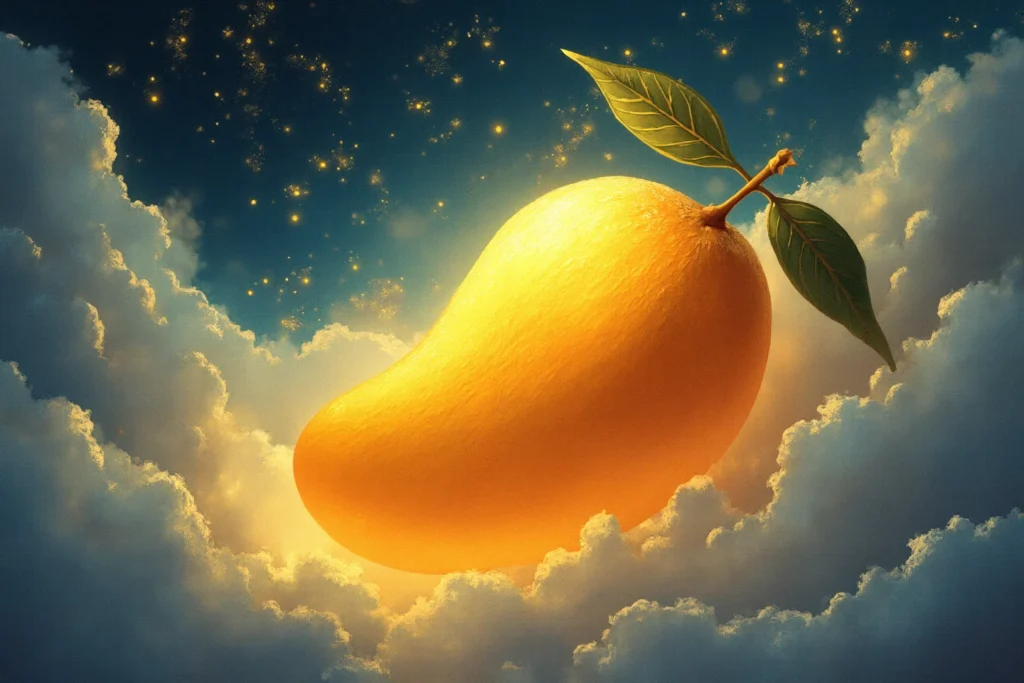 Imagem mostra uma manga gigante no meio das nuvens